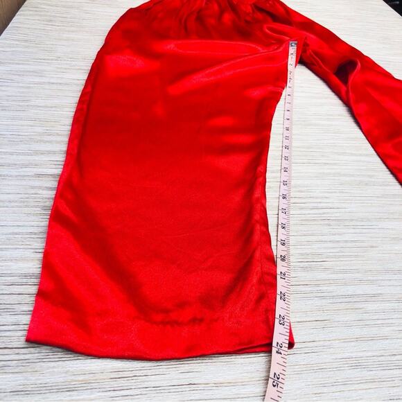 Alambic Red Asian Inspired Loungewear Set Pants and Open Front Tie Waist Robe - Picture 14 of 16